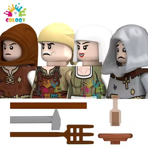 New Toys Medieval Commoners Building Blocks Farmer Servant Mini Action Figures Toys For Christmas Gi