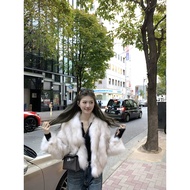 Wanantong Fox Fur เสื้อโค้ท ผู้หญิง ฤดูหนาว แจ๊กเก็ต นุ่ม แชมเปญอ่อนนําเข้าจากฟินแลนด์ Saga Grade Cu