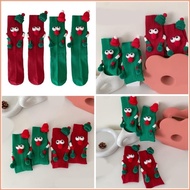 Yao Natal Casal Holding Cute Stockings 3D Santa Claus Hat Medium Tube KCY0