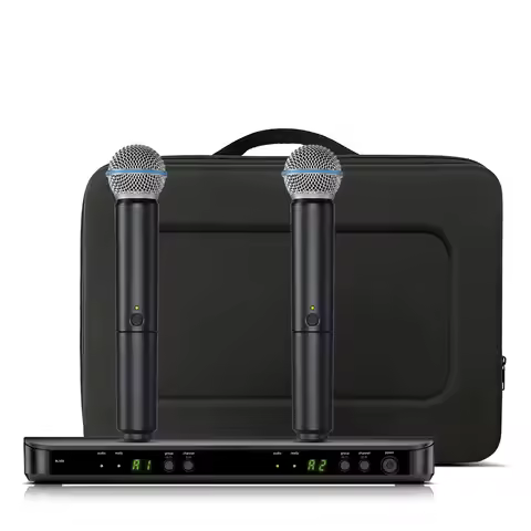 ERZHEN Professional UHF 2-Channel Wireless Vocal Microphone UHF System Kit Karaoke Stage Performance