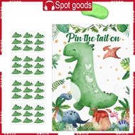 WIN Pin The Tail on The Dinosaur Party Game Props with 1 Poster 36 Tail Stickers