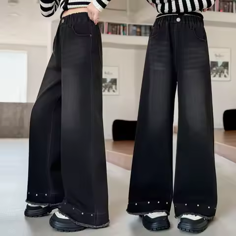 Hight Street High Waist Jeans Black Kpop Retro Y2K Pants Girls Vintage Slim 2000s Straight Denim Tro