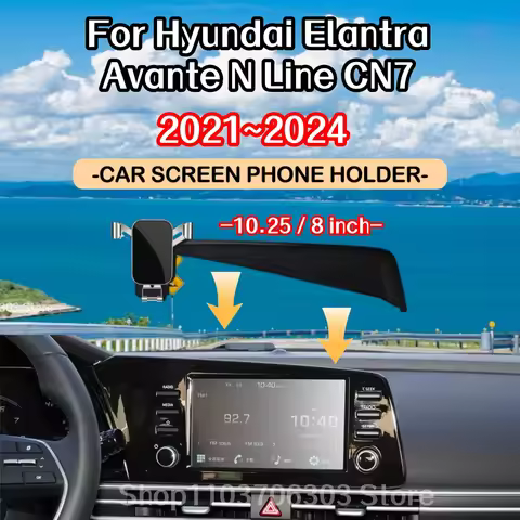 Car Phone Holder For Hyundai Elantra Avante N Line CN7 2021-2024 10.25‘’ /8‘’ Screen Gravity Sensor 