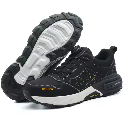 NEW Work Safety Shoes for Men Steel Toe Cap 4.0 KEVLAR Rotating Button Work Sneakers Anti-smash Punc