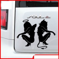 Angel And Devil Stickers Sitting Auto Car Body Waterproof Decal Black