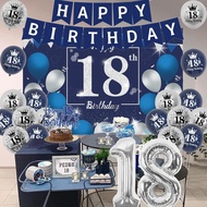 Navy Blue 18th Birthday Decorations for Boys Blue and Silver Happy 18th Birthday Decorations Numbers