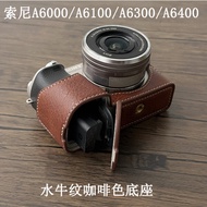 Protective Buffalo Pattern Leather Case for Sony A6000/A6100/A6300/A6400 Camera Base Stand Digital C