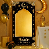 Gold Ramadan Kareem Vinyl Backdrop 120*60Cm Eid Mubarak Photo Background Family Room Decor Moon Ligh