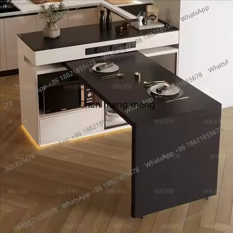 NQ52 Rotating island dining table integrated retractable rock slab household middle island kitchen b
