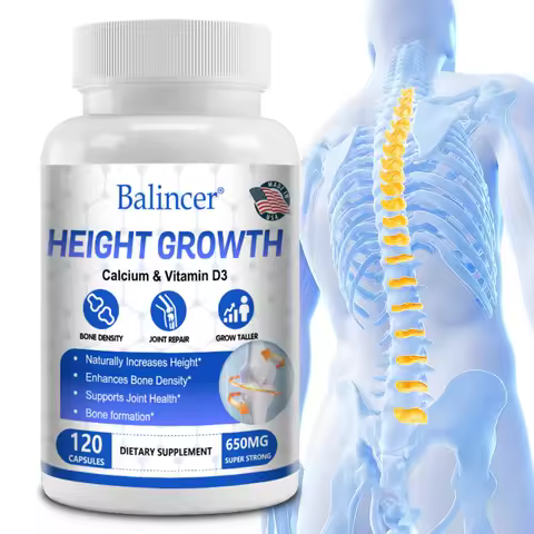 Height Growth Supplement Capsules with High Potency Calcium, Vitamin D3 K2 & Zinc, Boost Bone Densit