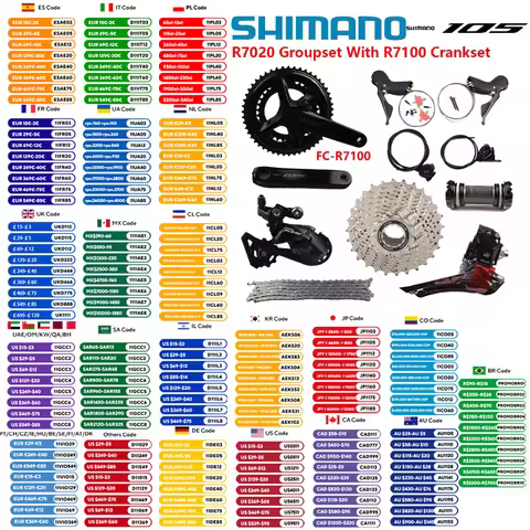 SHIMANO 105 Series R7025 ST-R7020+BR-7070 2x11 Speed Set With R7100 Crankset R7000 Front Rear Derail