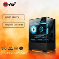 YGT Pc Case Gaming Computer Case With Tempered Glass Seaview Micro ATX Desktop Case (Black&White)