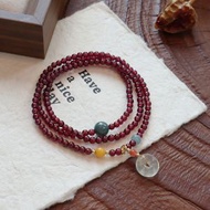 天然石榴石三圈手鍊女款和田玉玉髓葫蘆高級感水晶手串批發手鍊