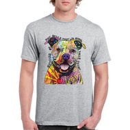 Beware of Pit Bull T-shirt Dean Russo Art Colorful Cute Dog Men's Tee