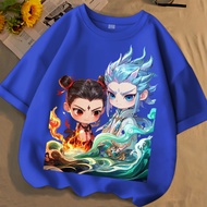 【Ready stock】哪吒T恤 Nezha T-shirt 哪吒敖丙帅气短袖装男女中小儿童短T恤圆领宽松百搭潮上衣  eRx18rftDP1010