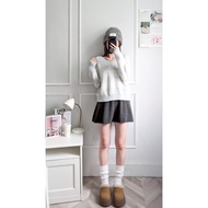 [1588] 1150 Plaid v-Neck Knit Top c35