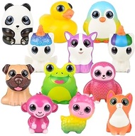Forest &amp; Twelfth Sparkle Eye Squishy Toys, Pack of 12 Cute 3.5IN Slow Rising Squishies for Stress Relief, Animal Character Mochi Mix with Sparkly Eyes, Sensory Toys, Kids Party Favors, Fidgets