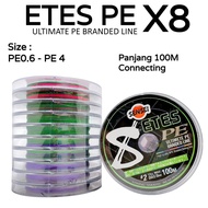 PE Sensei Estes X8 Length 100m Multicolor Connectingsenar Pe0.6 - Pe4.0 Colorful Fishing Thread Supe