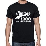 Vintage 1988 Aged To Perfection Black Mens Tshirt cotton