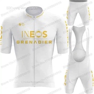 Newest Style Golden Ineos Grenadier Cycling Jersey Set Men Cycling Clothing White Kits Road Bike Shi