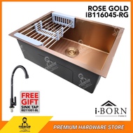 I-BORN Single Bowl Kitchen Sink IB116045-RG (Rose Gold) Stainless Steel Under Top Mounted Water Sink Sinki Dapur 洗碗盆