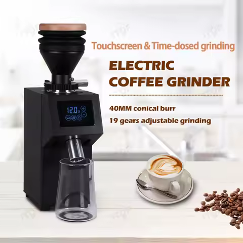 ITOP40ST 40MM Electric Coffee Grinder Touchscreen Time-Dosed Grinder Stainless Steel Burr Aluminum A