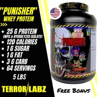 Terror Labz PUNISHER Whey Protein 5lbs 64 Servings TerrorLabz Hydrolyzed WPI+WPC USA Devil's Chocola