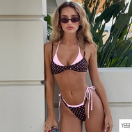 Two-Piece Bikini Swimsuit With Tie Waist Colorful Polka Dot Pattern For Women Yes Retro Fashion