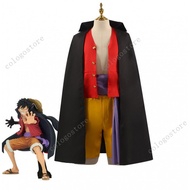 Anime One Piece Luffy Cosplay Costume Cloak Wig Shoes Men Boy Halloween Carnival Comic Party
