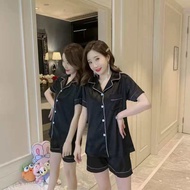 Bộ pijama đùi nam nữ lụa gấm lụa sước cao cấp