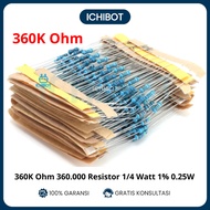 360K Ohm 360,000 Resistor 1/4 Watt 1% 0.25W