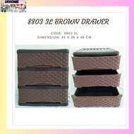 8803 3L BROWN DRAWER/RATTAN DURABOX/ELEGANT DESIGN/RATTAN DESIGN/STORAGE/ORGANIZER/WARDROBE ORGANIZE