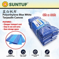 SUNTUF Blue White Tarpaulin Canvas 6ft x 30ft BW-610 | PE Canvas Sheet Kanvas Biru Putih | Kain Kali