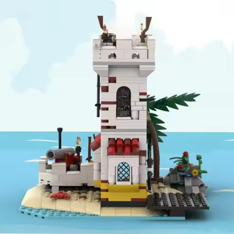 597PCS MOC Pirates Sabre Island Remake Connectable Eldorado Fortress Premium DIY Model Building Bloc