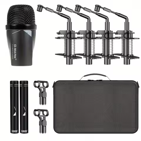 G-MARK GDM7 Kick Drum Microphone 7-Piece Drums Kit For Bass Snare Drums, Toms & Cymbals Studio Recor