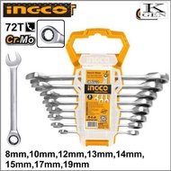 INGCO 8 Pcs ratchet spanner set HKSPAR1082