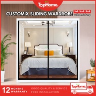 🔥FREE INSTALL🔥Customix Almari Baju Mirror Wardrobe Sliding Door Anti Jump Mirror Cermin 5ft 6ft 8ft 5x8 / 6x8 / 8x8