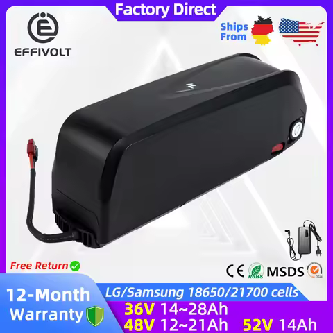 LG Sam-sung Ebike Battery Hailong 36V 48V 52V 20Ah 28Ah 18650 21700 Electric Bike Batteria for 250W 