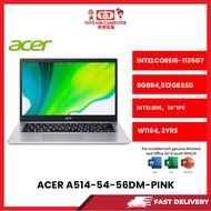 ACER-A514-54-56DM-PINK-INTELCOREI5-1135G7,8GBR4,512GBSSD,INTELIRISXE,14"IPS,W1164,1YR,H&S(DELIVER BY