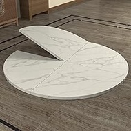 YUGXTH 4-Point Round Foldable Table Top, Wood Replace Table Top Extender, Folding Dining Desk Top, E