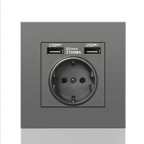 DepoGuye wall type dual USB power socket 2.1A, bedroom socket, 16A wall socket, PC panel, Spain, Rus