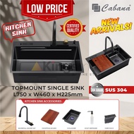 [Kingsman] Cabana Multifunction Kitchen Sink Undermount Topmount Single Bowl Premium 304 Stainless Steel Dapur Sinki