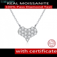 Heart Full Real Moissanite Necklace With GRA Certificate S925 Silver VVS1 3EX D Color Moissanite Dia