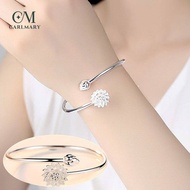 Dainty Lotus Silver Bangle Open Cuff Adjustable Bangle Bracelets for Women Girls