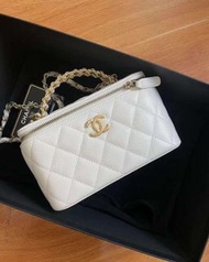 22S Chanel Vanity Case✨白色荔枝皮長盒子