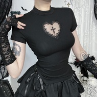 XS25085 Gothic Cross Design Slim Fit T-Shirt for Women