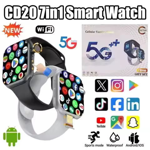 2025 CD20 Smartwatch: 2.29" AMOLED Display, SIM Card & WiFi Call, GPS, 180° Rotatable Camera for Vid