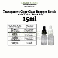 [Bulk Purchase] Transparent Clear Glass Dropper Bottle with White or Black Cap Dropper5ml 10ml 15ml 