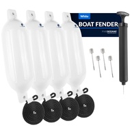 Five Oceans 4-Pack Boat Fenders - Boat Bumpers for Docking - 4 Ropes Lines 3/8-Inch x 5-Foot - Boat