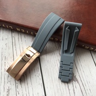 Suitable for Rolex Watch Strap Flat Mouth Original Rubber Silicone Black Green Blue Water Ghost Brac